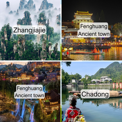 5-Day Epic Zhangjiajie Tour  (Legendary Zhangjiajie+Waterfall Town Furong + Romantic Fenghuang+Borderland Chadong)